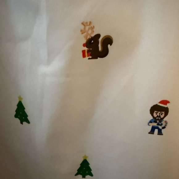 RSVLTS Bob Ross Christmas Shirt - White with Multicolor Accents - Picture 6 of 7